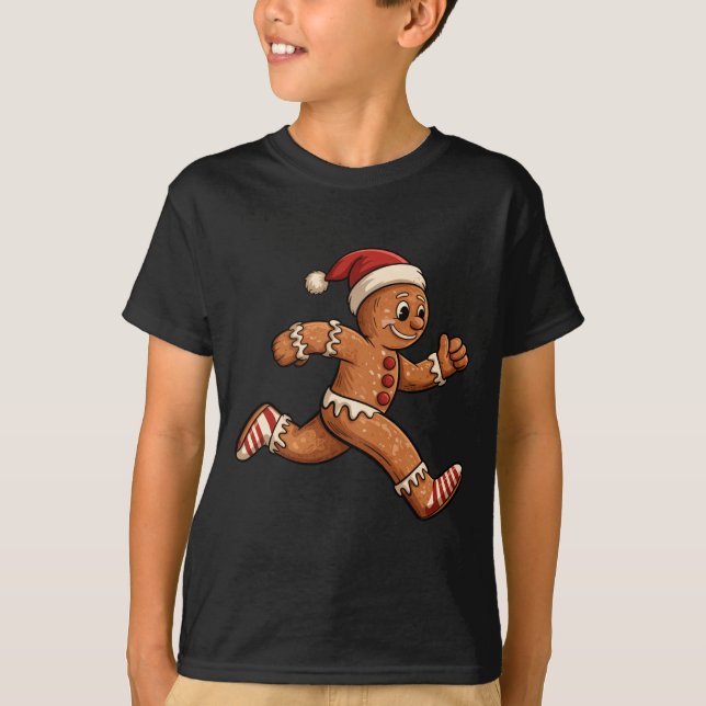 Camiseta Christmas Gingerbread Running Funny Runners Pajama (Frente)