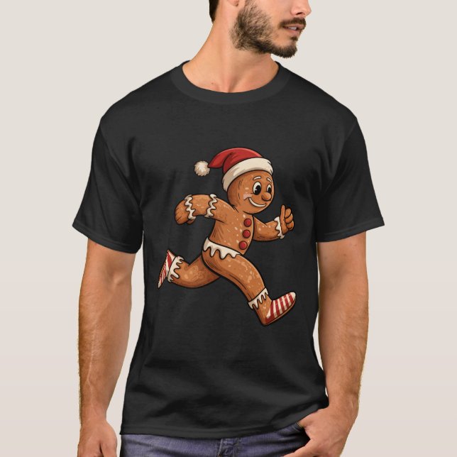 Camiseta Christmas Gingerbread Running Funny Runners Pajama (Frente)