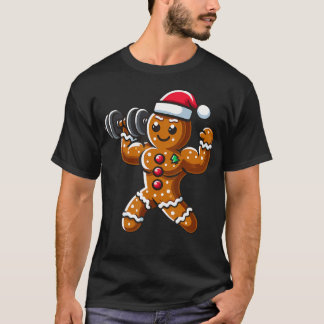 Camiseta Christmas Gingerbread Weightlifting Man Workout Bo