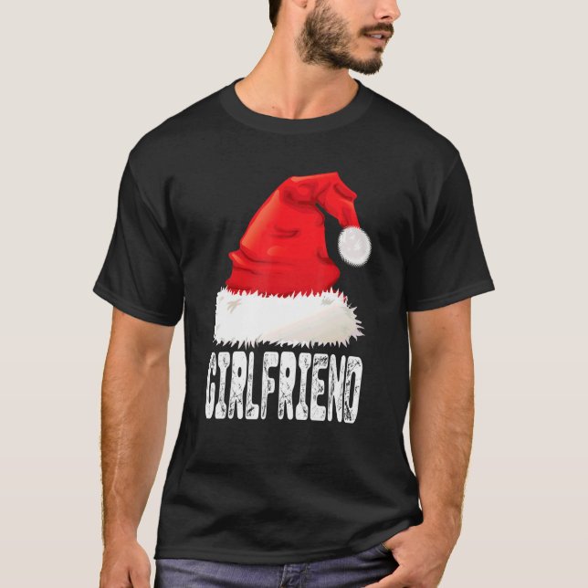 Camiseta Christmas Girlfriend Santa Hat Xmas Matching Famil (Frente)