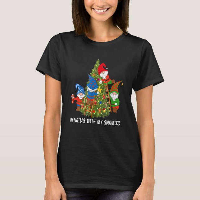 Camiseta Christmas Gnome Hanging With My Gnomies Tree Holid (Frente)
