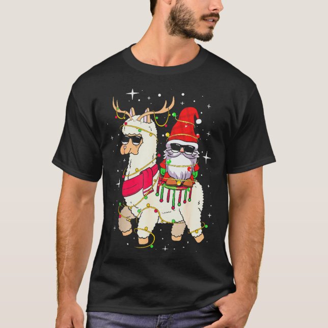 Camiseta Christmas Gnome On Llama, Cute Alpaca Chanukah Chr (Frente)