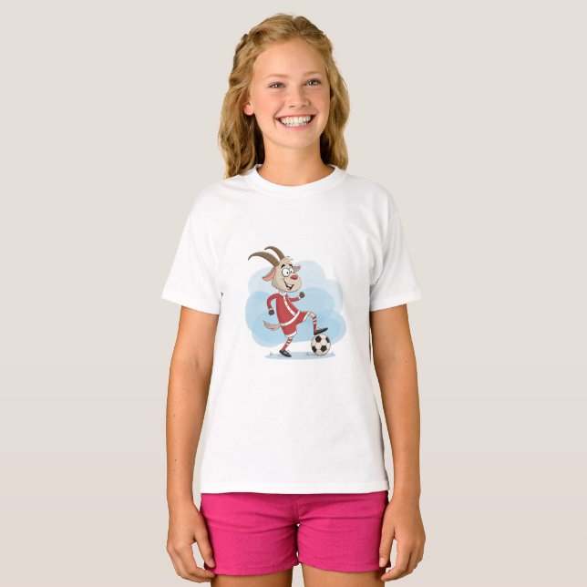 Camiseta Christmas Goat Playing Soccer (Frente Completa)
