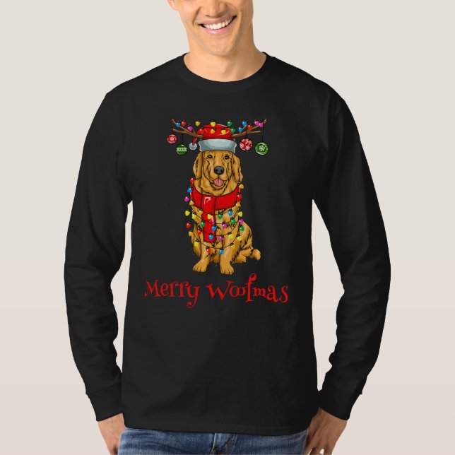 Camiseta Christmas Golden Retriever Dog Holiday Lights Merr (Frente)