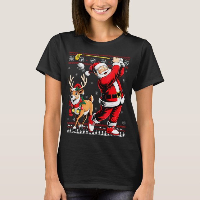 Camiseta Christmas Golf Santa Golfer Christmas Pajama Reind (Frente)
