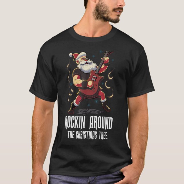 Camiseta Christmas Guitar  Santa Claus Guitarist  Guitar (Frente)