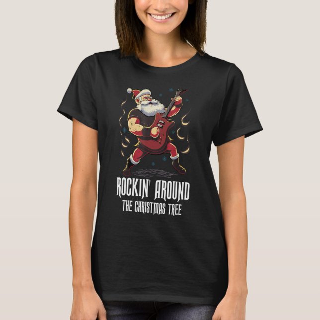 Camiseta Christmas Guitar  Santa Claus Guitarist  Guitar (Frente)