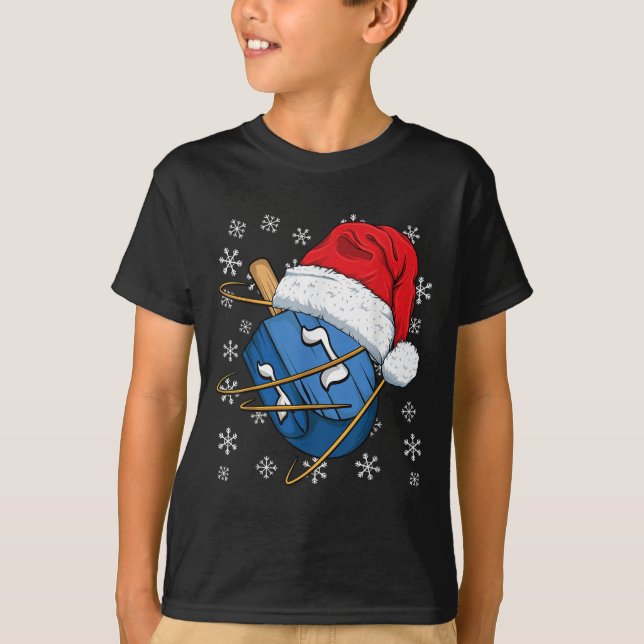 Camiseta Christmas Hanukkah Dreidel Jewish Designs Uni-kids (Frente)