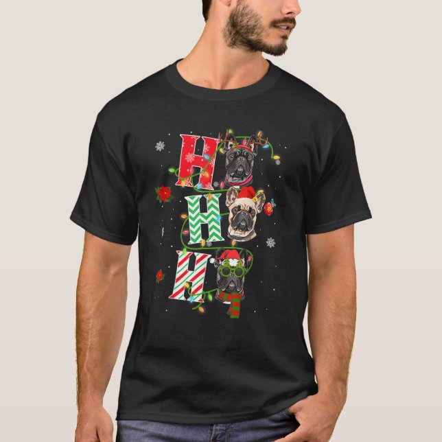 Camiseta Christmas Ho Ho Ho French Bulldog Dog Funny Xmas D (Frente)