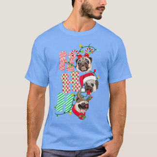 Camiseta Christmas Ho Ho Ho Pug Dog Lover Funny Happy Holid