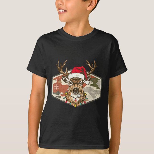 Camiseta Christmas Holiday Camo Hunting Reindeer Deer Xmas  (Frente)