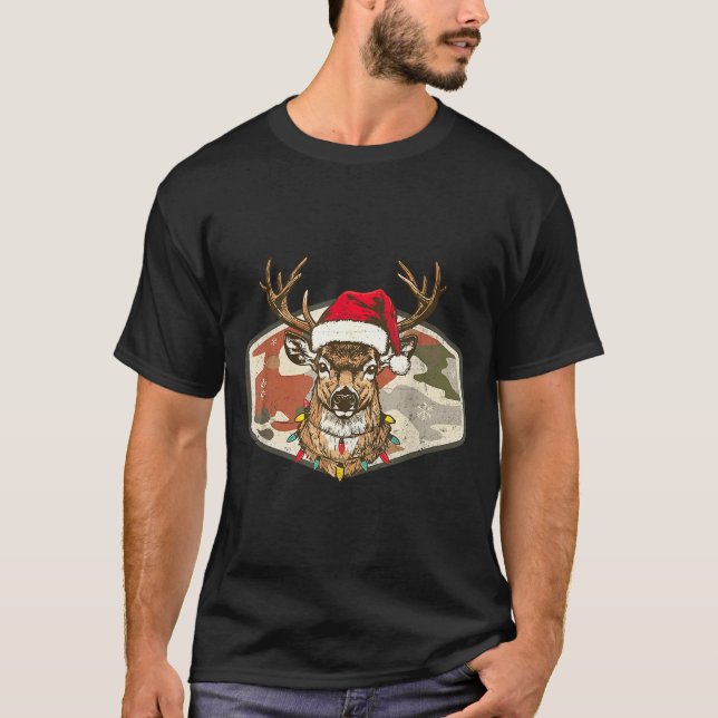 Camiseta Christmas Holiday Camo Hunting Reindeer Deer Xmas  (Frente)