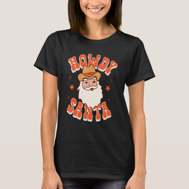 Camiseta Christmas Howdy Santa Matching Family  Vintage (Frente)