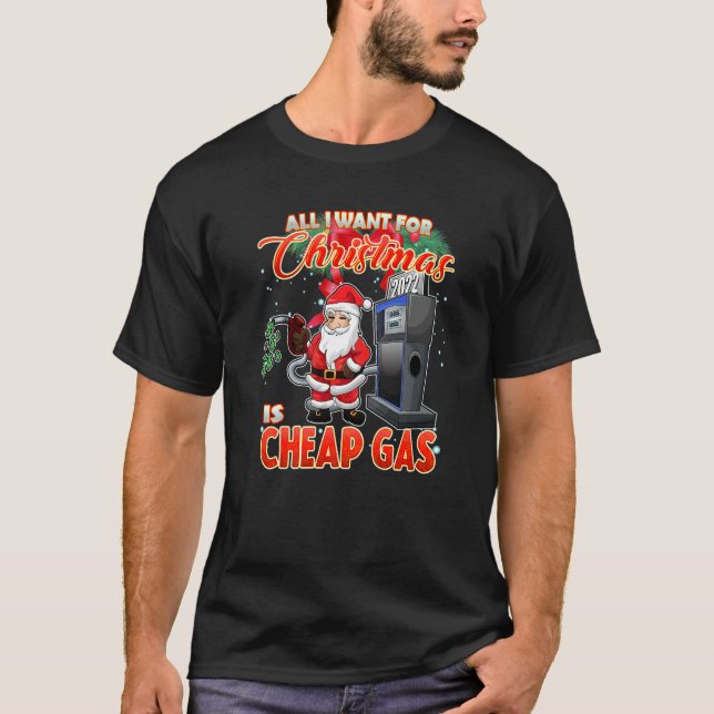 Camiseta Christmas Humor 2022 Santa Claus Meme Gas Price  (Frente)