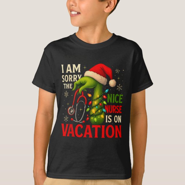 Camiseta Christmas I Am Sorry The Niche Nurse Santa Hat Med (Frente)