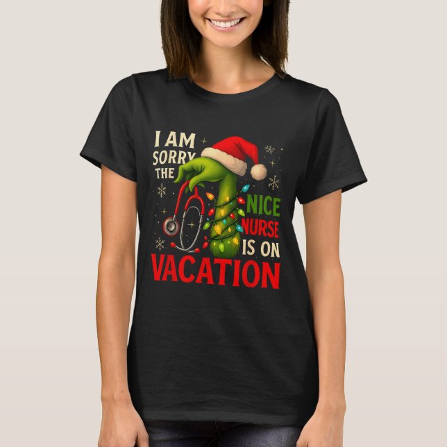 Camiseta Christmas I Am Sorry The Niche Nurse Santa Hat Med (Frente)
