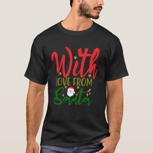 Camiseta Christmas I Love Santa Candy Cane Heart Men Women  (Frente)