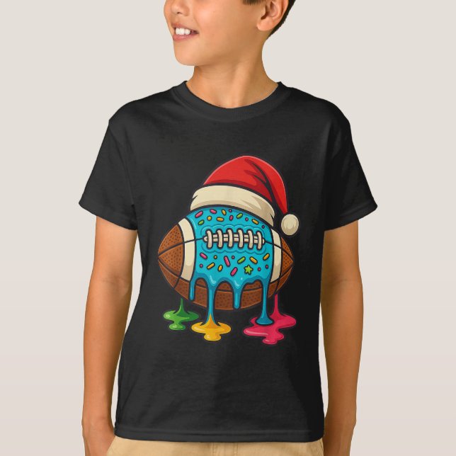 Camiseta Christmas Ice Cream Drip Boys Football Player Amer (Frente)