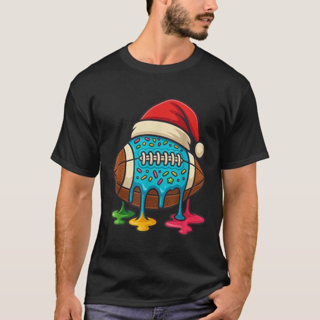 Camiseta Christmas Ice Cream Drip Boys Football Player Amer (Frente)