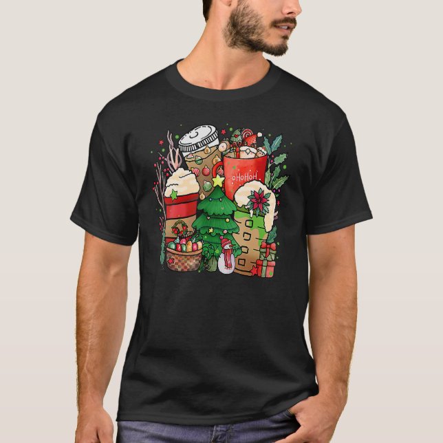 Camiseta Christmas Iced Coffee Hot Cocoa Coffee  Caffeinate (Frente)