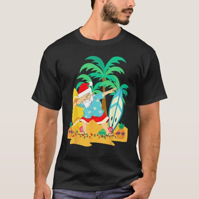Camiseta Christmas in July Dabbing Santa  Tropical Christma (Frente)
