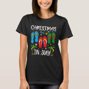 Camiseta Christmas In July Flip Flops Summer Vacation Vibes