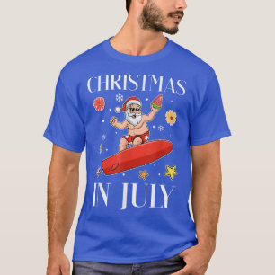 Camiseta Christmas In July Funny Santa Surfing Summer Surfe