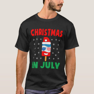 Camiseta Christmas In July Ice Pop Santa Hat Party Kids Tod