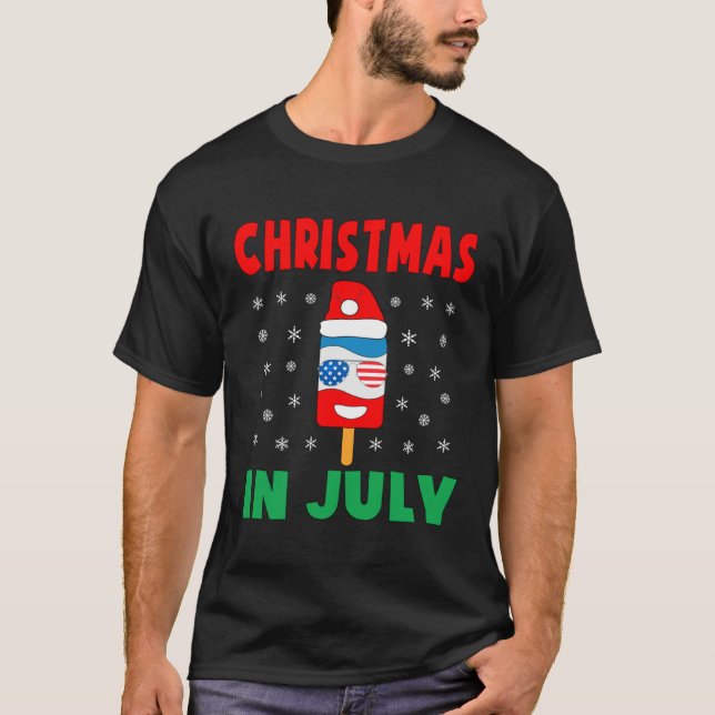Camiseta Christmas In July Ice Pop Santa Hat Party Kids Tod (Frente)