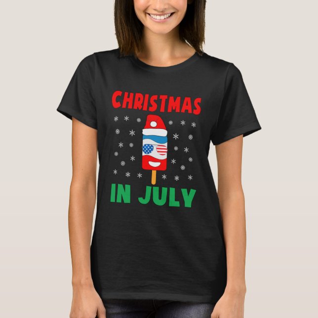 Camiseta Christmas In July Ice Pop Santa Hat Party Kids Tod (Frente)