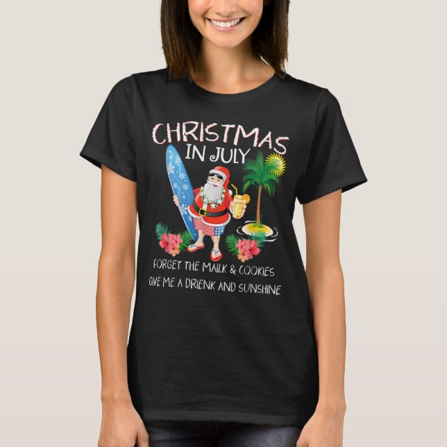 Camiseta Christmas In July Pool Party Santa (Frente)