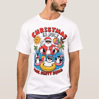 Camiseta Christmas in July Pool Party Squad Funny Santa Pen