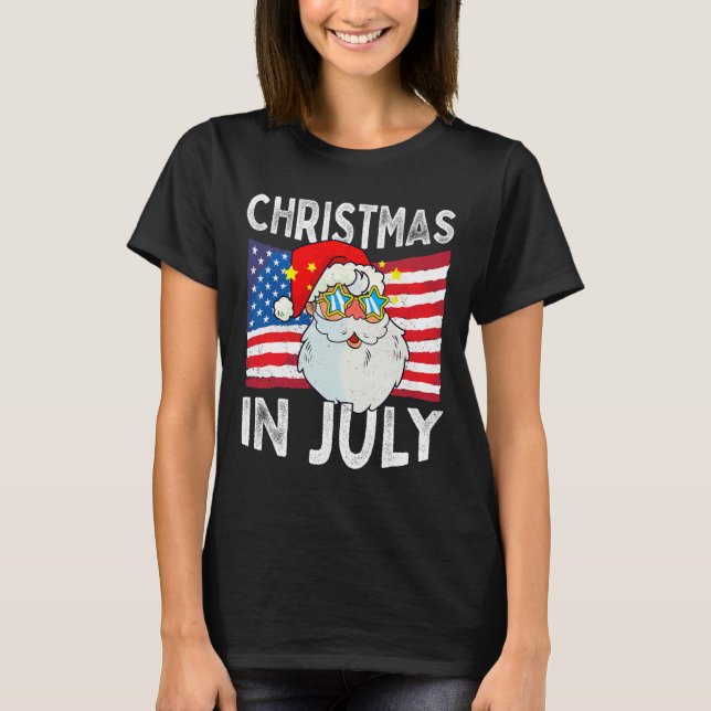 Camiseta Christmas In July Retro Hipster Funny Santa Men Wo (Frente)