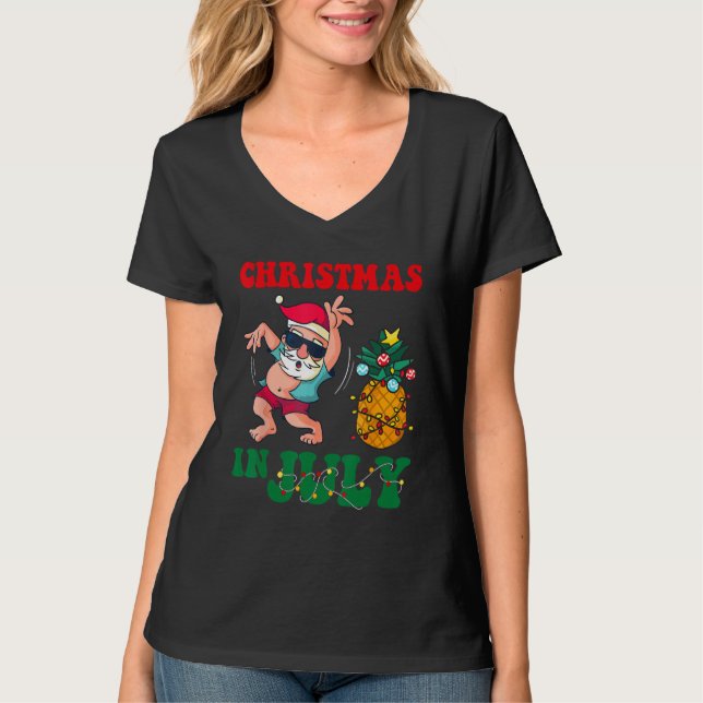 Camiseta Christmas in July Santa Claus Dancing Xmas Summer  (Frente)