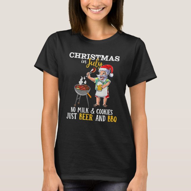 Camiseta Christmas In July Santa Claus Goes On Holiday Barb (Frente)