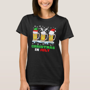 Camiseta Christmas In July Santa Hat Snowman Beer Summer Va