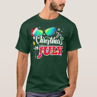 Camiseta Christmas in July Santa Hat Sunglasses Summer Vaca