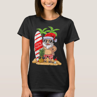 Camiseta Christmas in July Santa Hawaiian Summer Surf Surfi