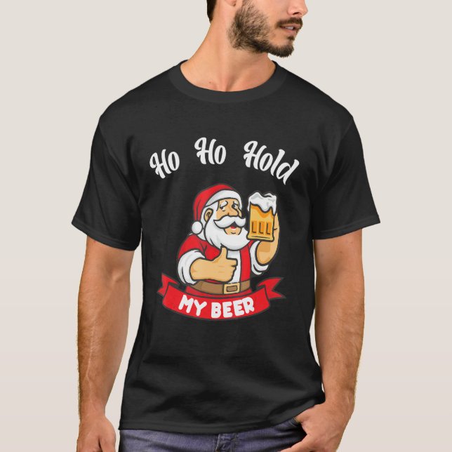 Camiseta Christmas In July Santa Ho Ho Hold My Beer 1 (Frente)