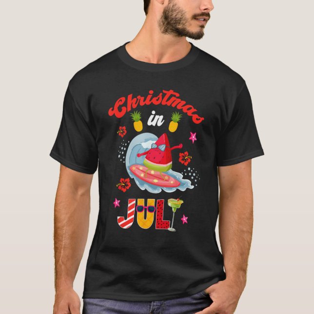 Camiseta Christmas In July   Santa Summer Beach Vacation (Frente)