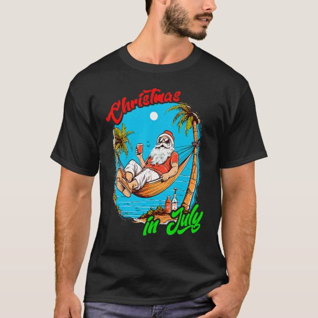 Camiseta Christmas In July   Santa Summer Beach Vacation 3 (Frente)