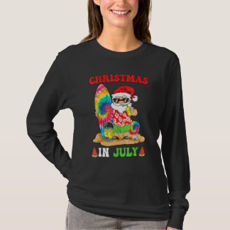 Camiseta Christmas In July Santa Tie Dye Summer Surf Surfin