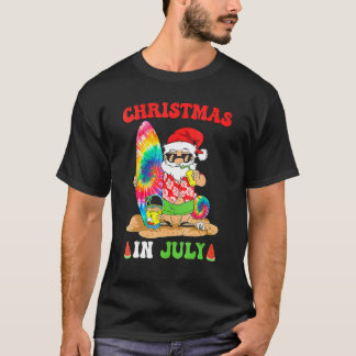 Camiseta Christmas In July Santa Tie Dye Summer Surf Surfin