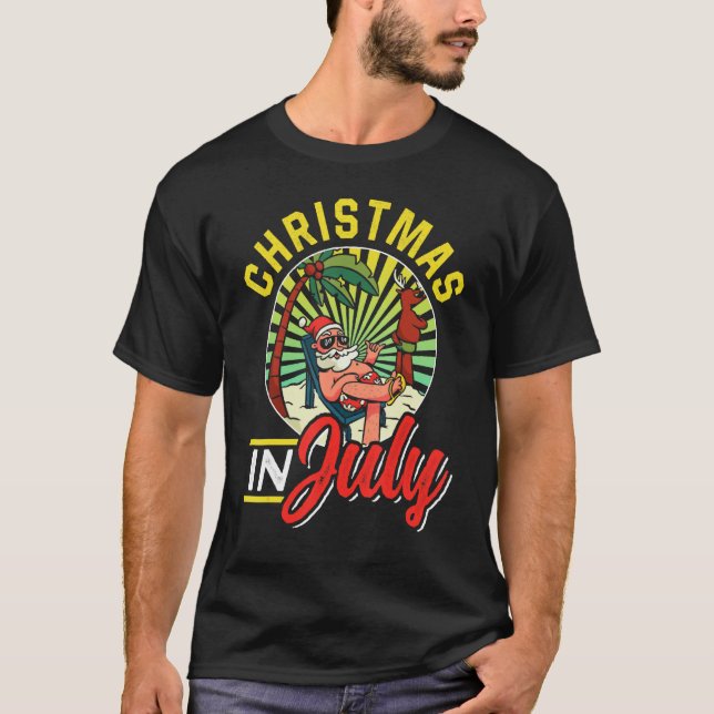 Camiseta Christmas In July Sarcastic Summer Humor Santa (Frente)