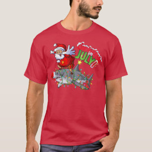 Camiseta Christmas In July Shark Christmas Santa Summer Cel