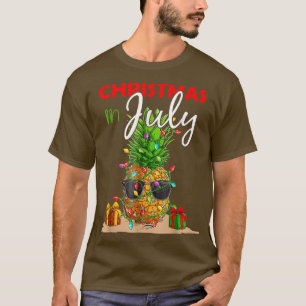 Camiseta Christmas In July Shirt Pineapple Xmas Tree Summer