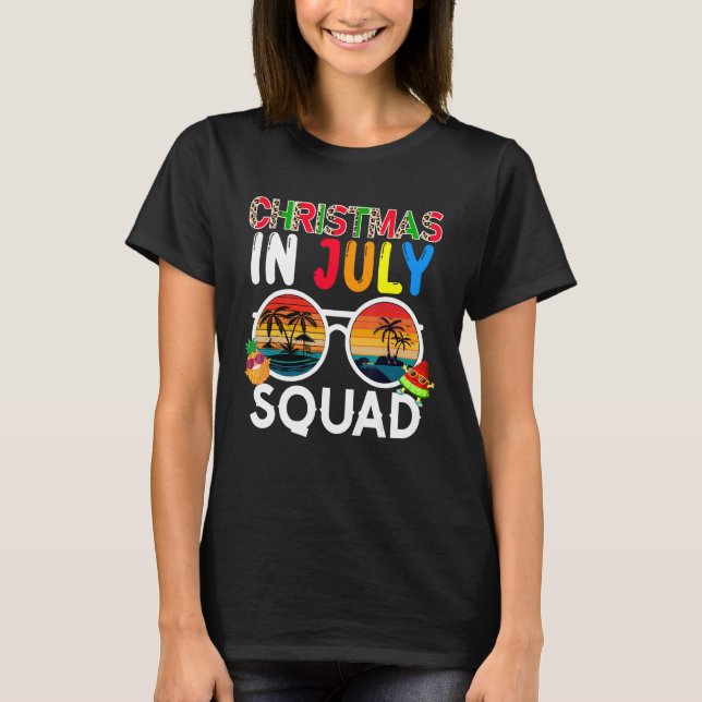 Camiseta Christmas In July Squad Costume Sunglasses Traveli (Frente)