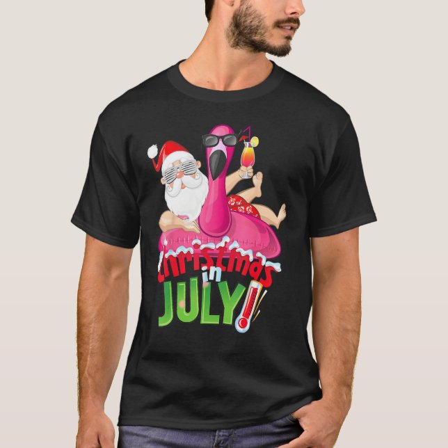 Camiseta Christmas in July  Summer Flamingo Float Xmas 2 (Frente)