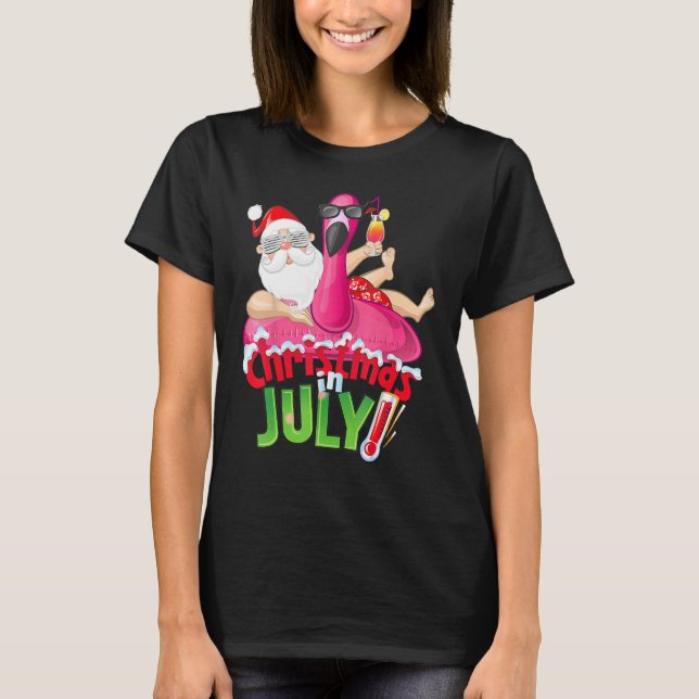 Camiseta Christmas in July  Summer Flamingo Float Xmas 2 (Frente)