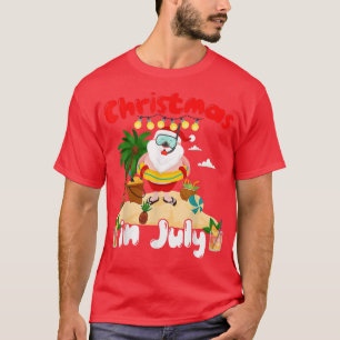 Camiseta Christmas In July T Shirt Funny Santa Summer Beach